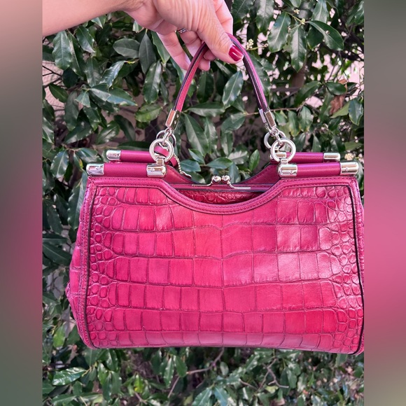 Coach LIMITED EDITION Croc Embossed Leather Satchel – Red – Style F26336 - Picture 2 of 11